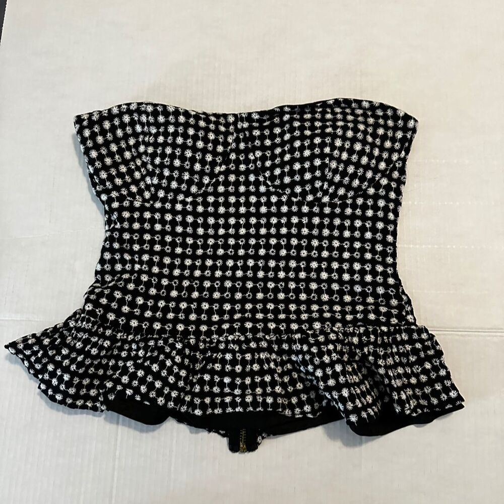 Rampage Women's Med Black Star Burst Peplum Corset Zip Closure